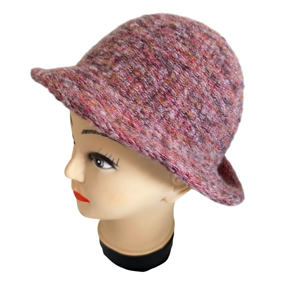 Vintage Betmar Italy Pink Marled Wool Blend Flapper Cloche Hat Retro Coquette